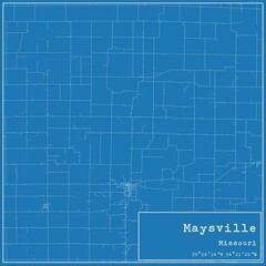 Blueprint US city map of Maysville, Missouri.