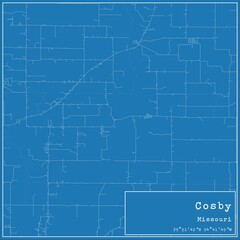 Blueprint US city map of Cosby, Missouri.
