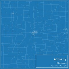 Blueprint US city map of Albany, Missouri.