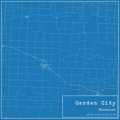 Blueprint US city map of Garden City, Missouri.