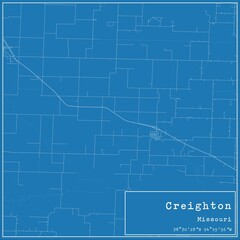 Blueprint US city map of Creighton, Missouri. © Rezona