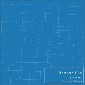 Blueprint US city map of Rothville, Missouri.