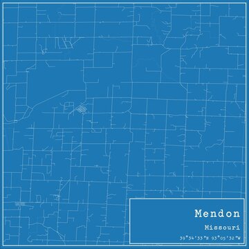 Blueprint US city map of Mendon, Missouri.