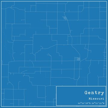 Blueprint US city map of Gentry, Missouri.