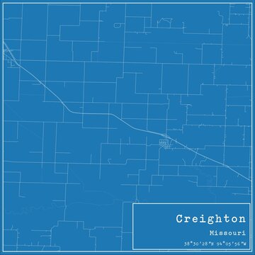 Blueprint US city map of Creighton, Missouri.