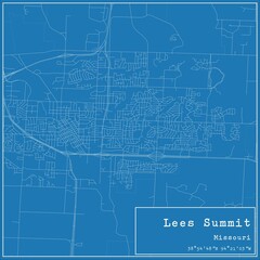 Blueprint US city map of Lees Summit, Missouri.