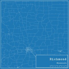 Blueprint US city map of Richmond, Missouri.