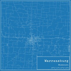 Obraz premium Blueprint US city map of Warrensburg, Missouri.