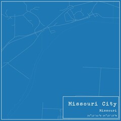 Blueprint US city map of Missouri City, Missouri.