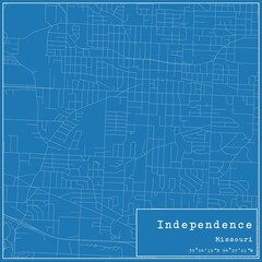 Blueprint US city map of Independence, Missouri.