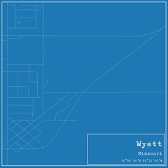 Blueprint US city map of Wyatt, Missouri.