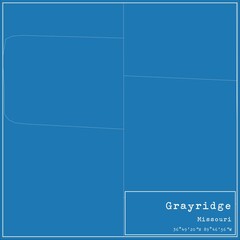 Blueprint US city map of Grayridge, Missouri.