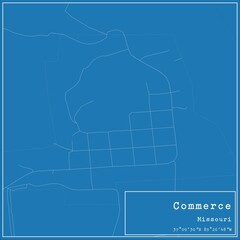 Blueprint US city map of Commerce, Missouri.