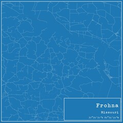 Blueprint US city map of Frohna, Missouri.