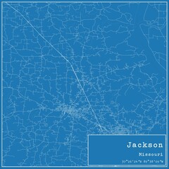 Blueprint US city map of Jackson, Missouri.