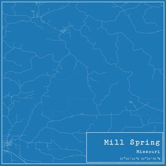 Blueprint US city map of Mill Spring, Missouri.