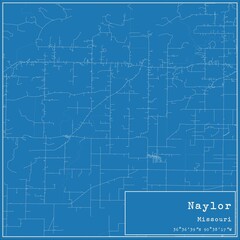 Blueprint US city map of Naylor, Missouri.