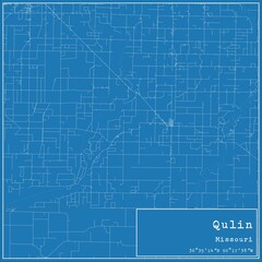 Blueprint US city map of Qulin, Missouri.