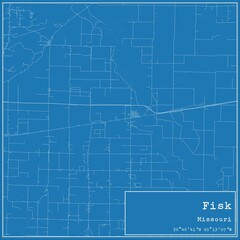 Blueprint US city map of Fisk, Missouri.
