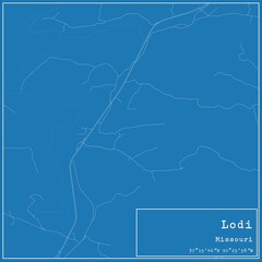 Blueprint US city map of Lodi, Missouri.