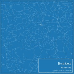 Blueprint US city map of Bunker, Missouri.