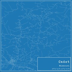 Blueprint US city map of Cadet, Missouri.