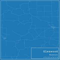 Blueprint US city map of Glenwood, Missouri.