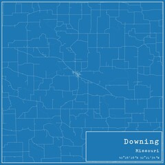 Blueprint US city map of Downing, Missouri.