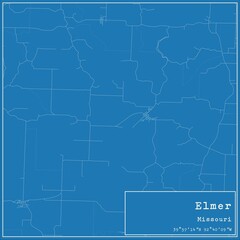 Blueprint US city map of Elmer, Missouri.