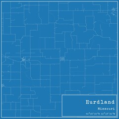 Fototapeta premium Blueprint US city map of Hurdland, Missouri.