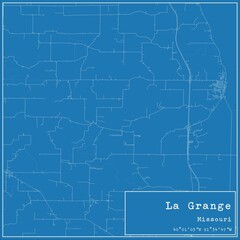 Blueprint US city map of La Grange, Missouri.