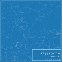 Blueprint US city map of Wappapello, Missouri.