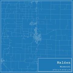 Blueprint US city map of Malden, Missouri.
