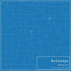Blueprint US city map of Rutledge, Missouri.