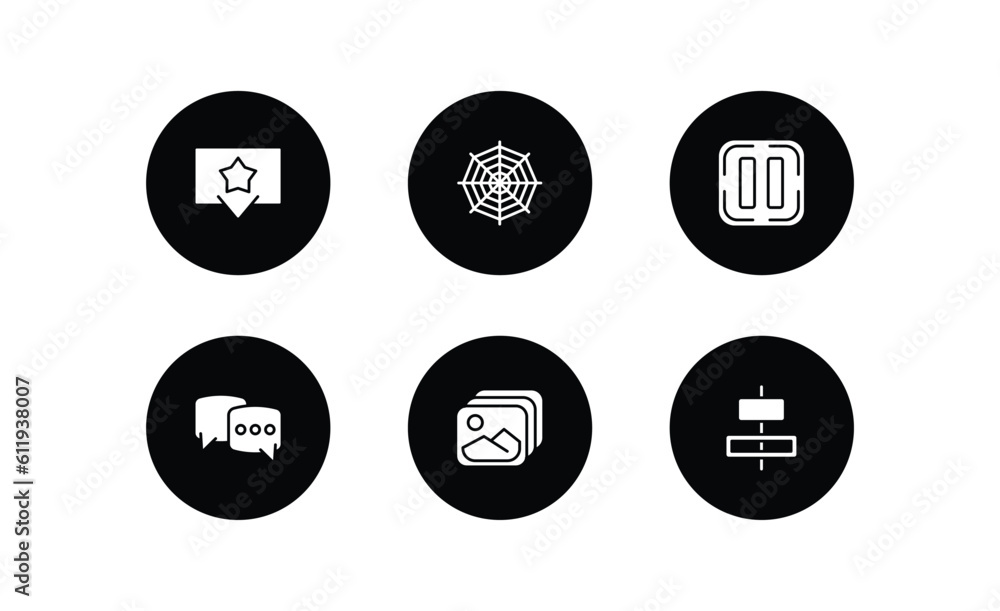 Poster user interface filled icons set. user interface filled icons pack included favorites button, spider 