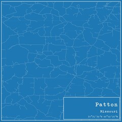 Blueprint US city map of Patton, Missouri.