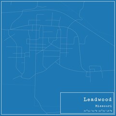 Blueprint US city map of Leadwood, Missouri.