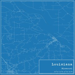 Blueprint US city map of Louisiana, Missouri.