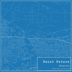 Blueprint US city map of Saint Peters, Missouri.