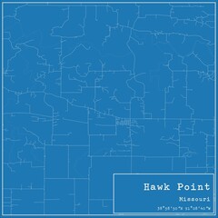 Blueprint US city map of Hawk Point, Missouri.