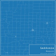 Blueprint US city map of Laddonia, Missouri.
