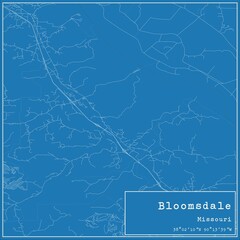 Blueprint US city map of Bloomsdale, Missouri.