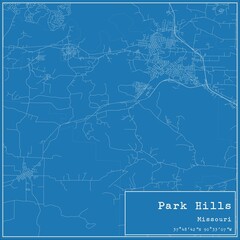 Blueprint US city map of Park Hills, Missouri.