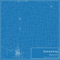 Blueprint US city map of Greentop, Missouri.
