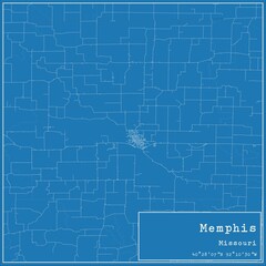 Blueprint US city map of Memphis, Missouri.
