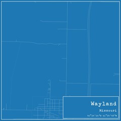 Blueprint US city map of Wayland, Missouri.