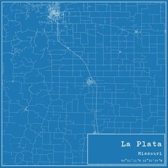 Blueprint US city map of La Plata, Missouri.
