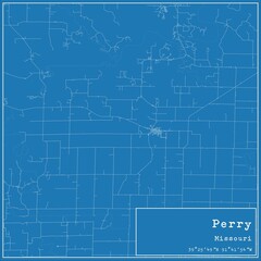 Blueprint US city map of Perry, Missouri.