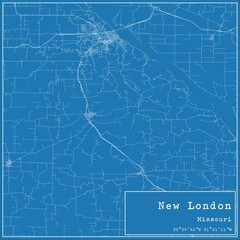 Blueprint US city map of New London, Missouri.