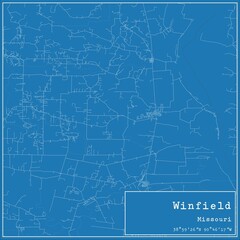Blueprint US city map of Winfield, Missouri.